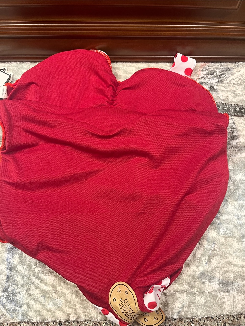 NWT RED 1940S HALTER PATCHWORK ONE-PIECE SWIMSUIT - Picture 12 of 13